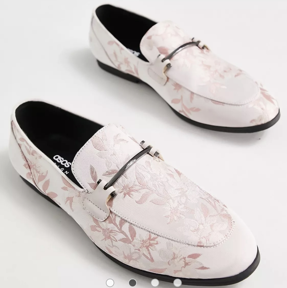 ASOS Men's Pink Floral Dress Shoe Loafer Slip-ons NWOT